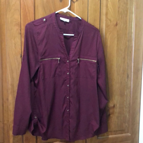 Calvin Klein Tops - Maroon and gold Calvin Klein button down